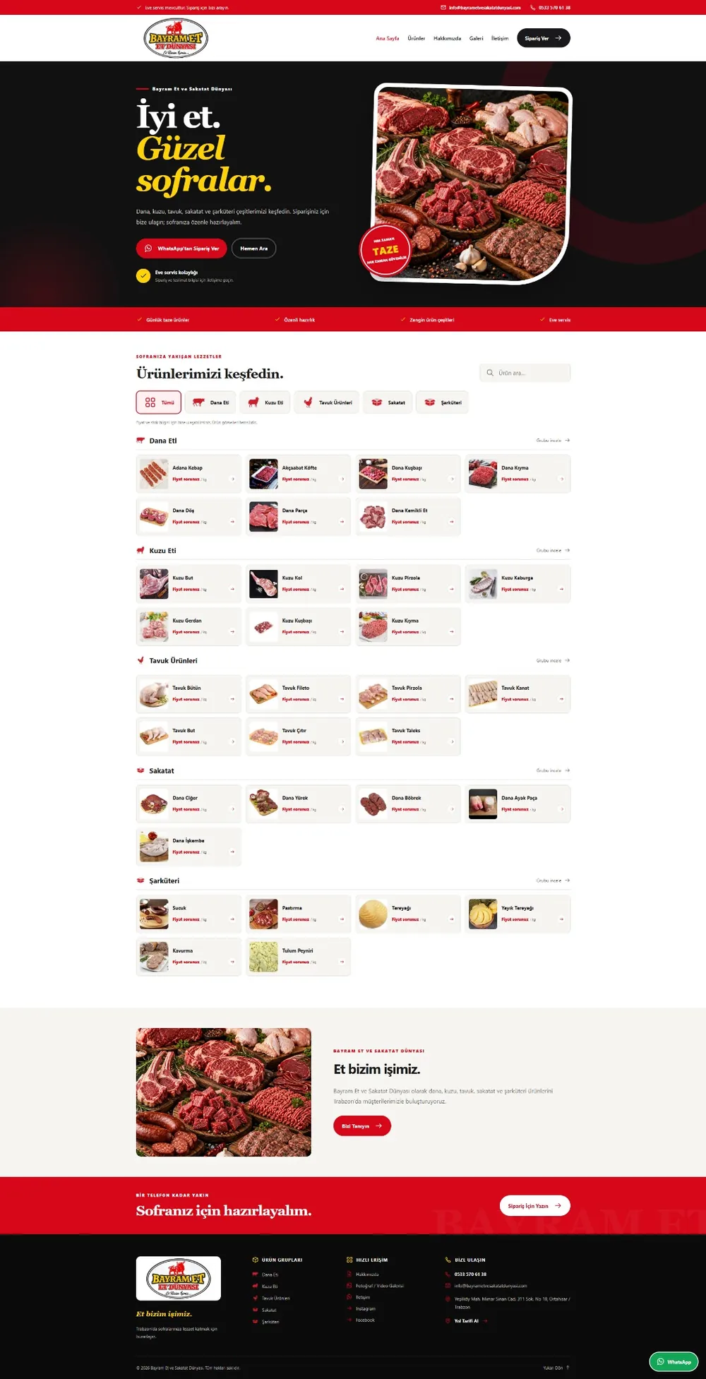Bayram Et Dünyası gerçek web sitesi görünümü