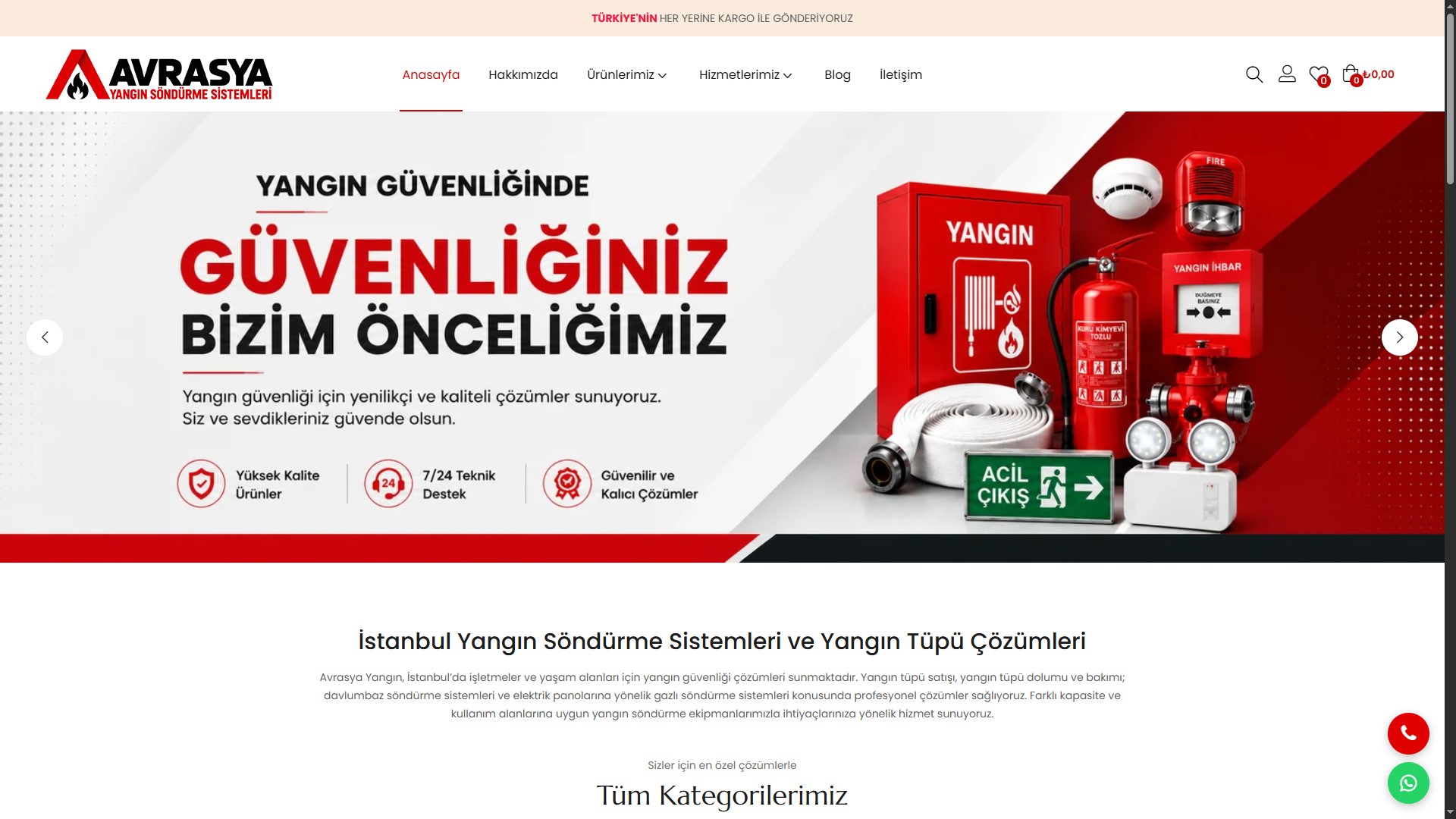 Avrasya Yangın — E-Ticaret Sitesi