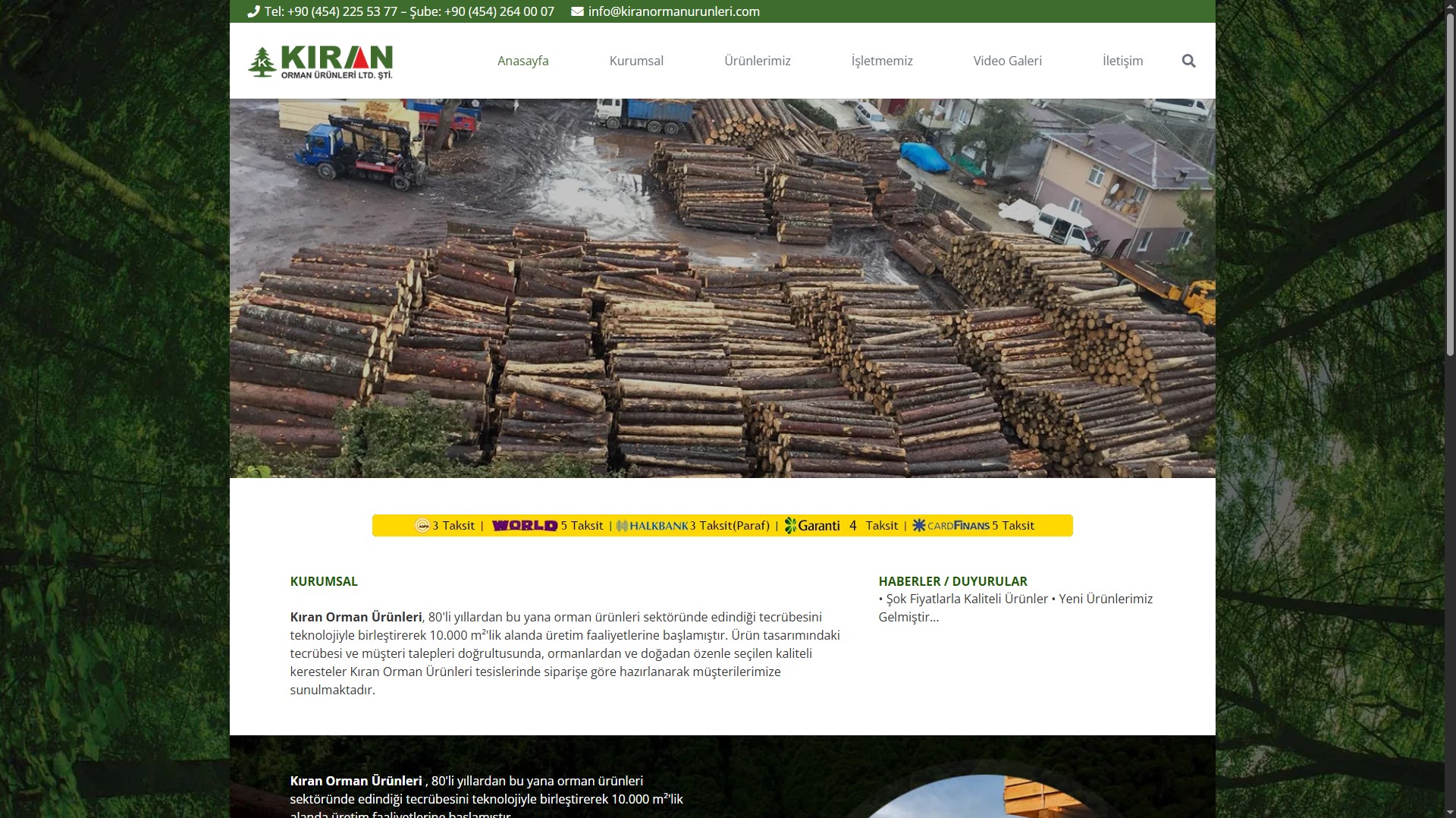 Kıran Orman Ürünleri — Kurumsal Web Sitesi