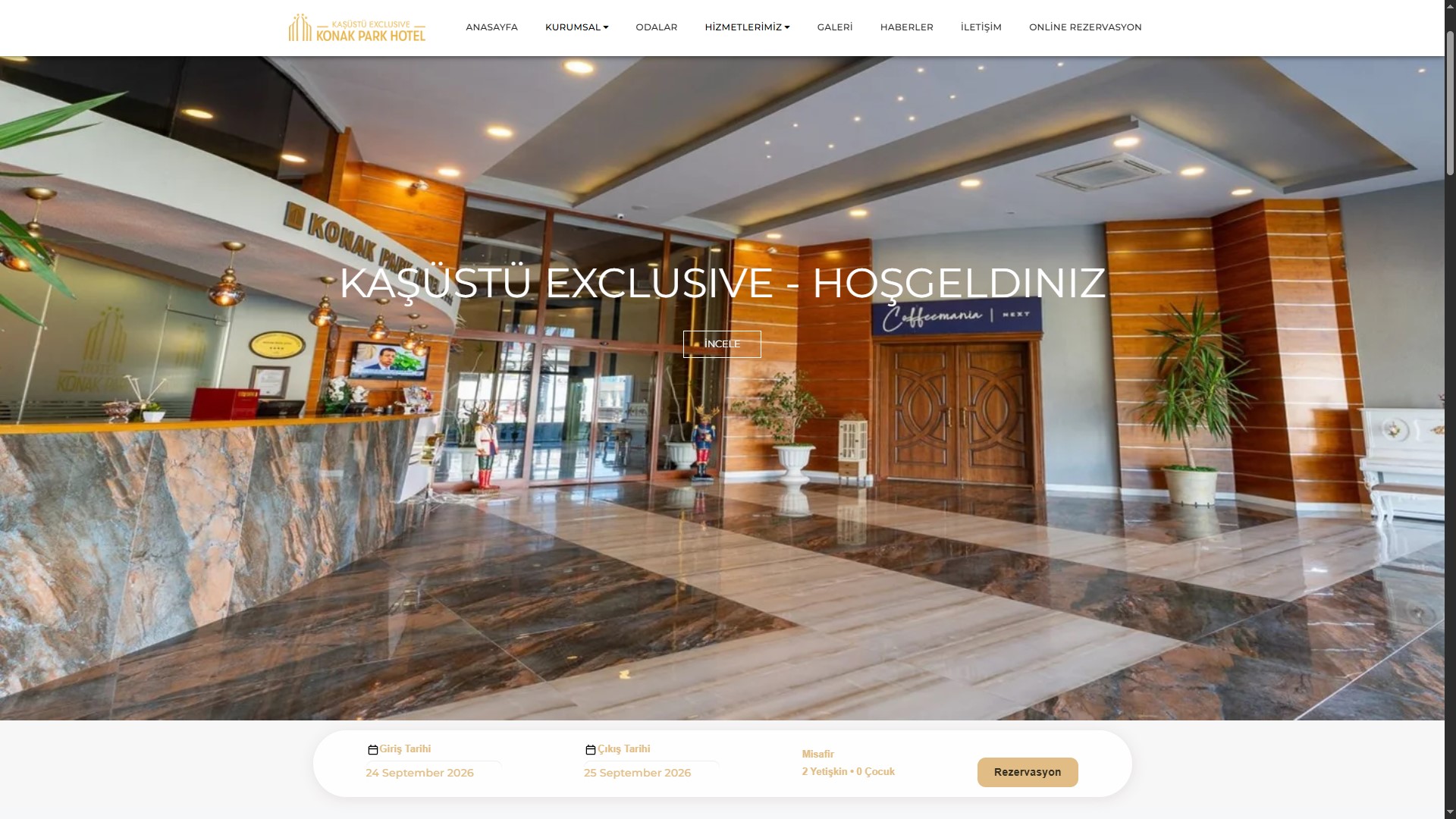 Konakpark Hotel — Kurumsal Web Sitesi