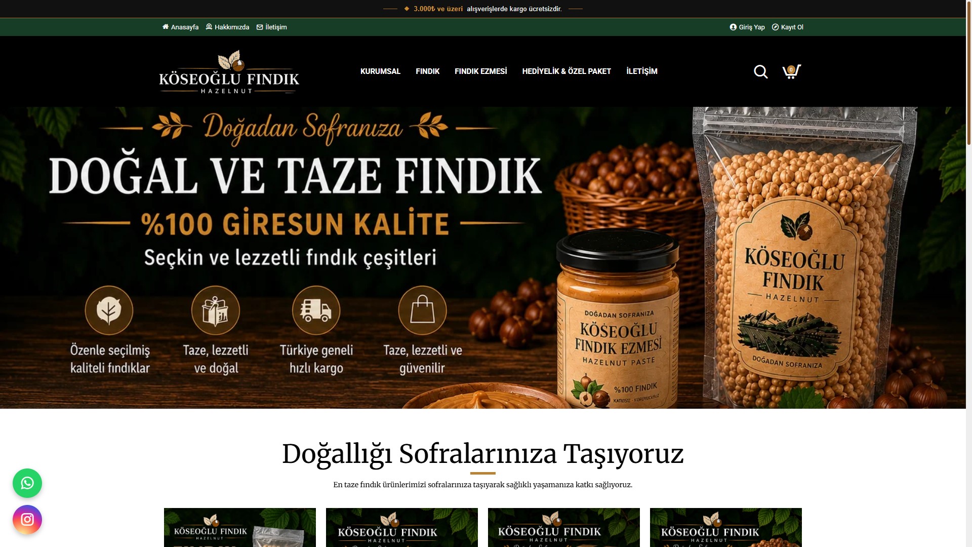 Köseoğlu Fındık — E-Ticaret Sitesi