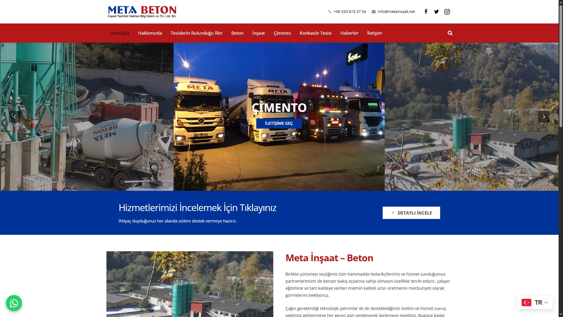 Meta Beton İnşaat — Kurumsal Web Sitesi