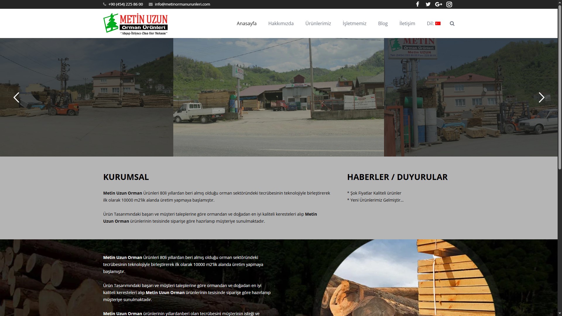 Metin Uzun Orman Ürünleri — Kurumsal Web Sitesi