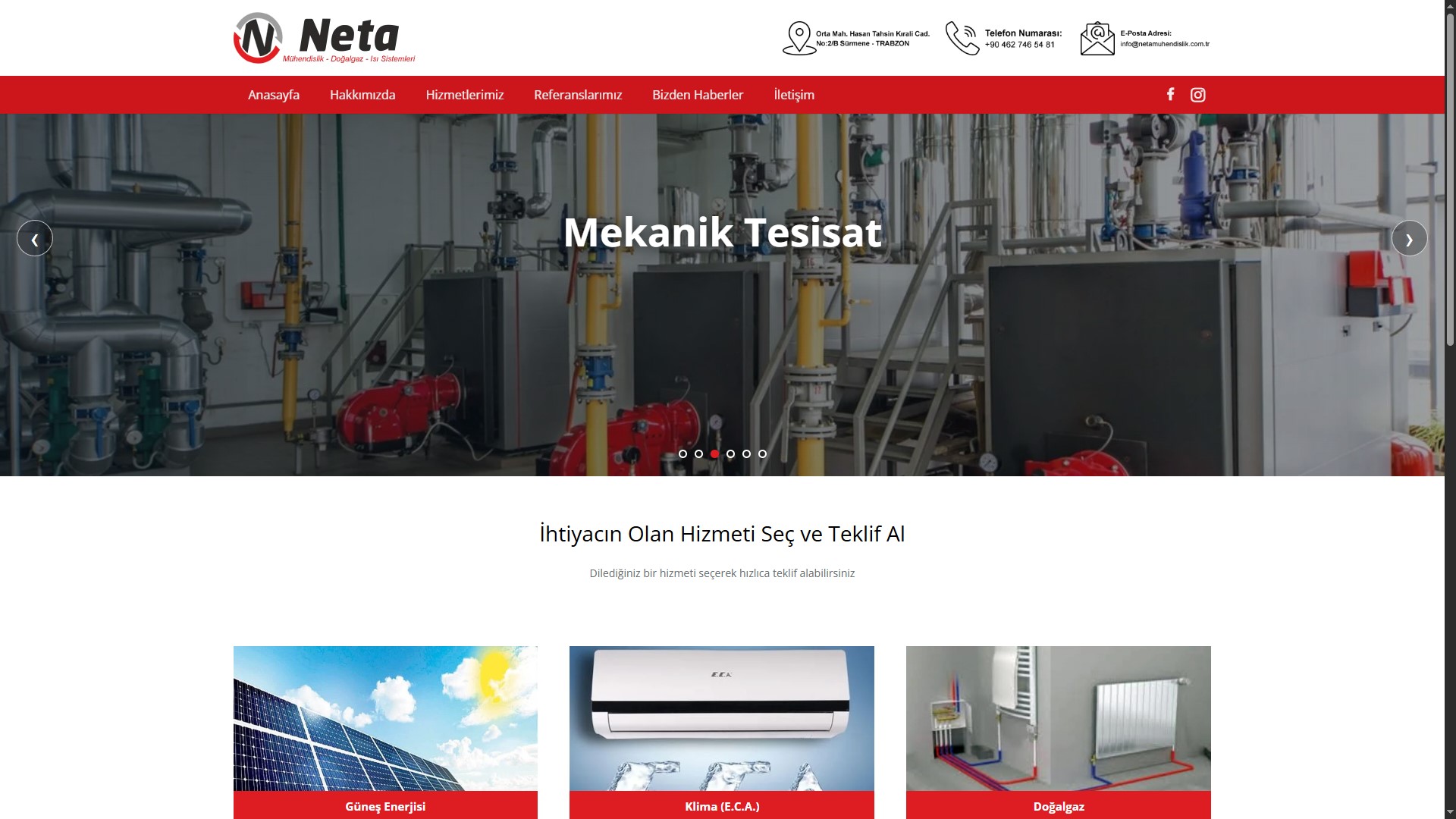 Neta Mühendislik — Kurumsal Web Sitesi
