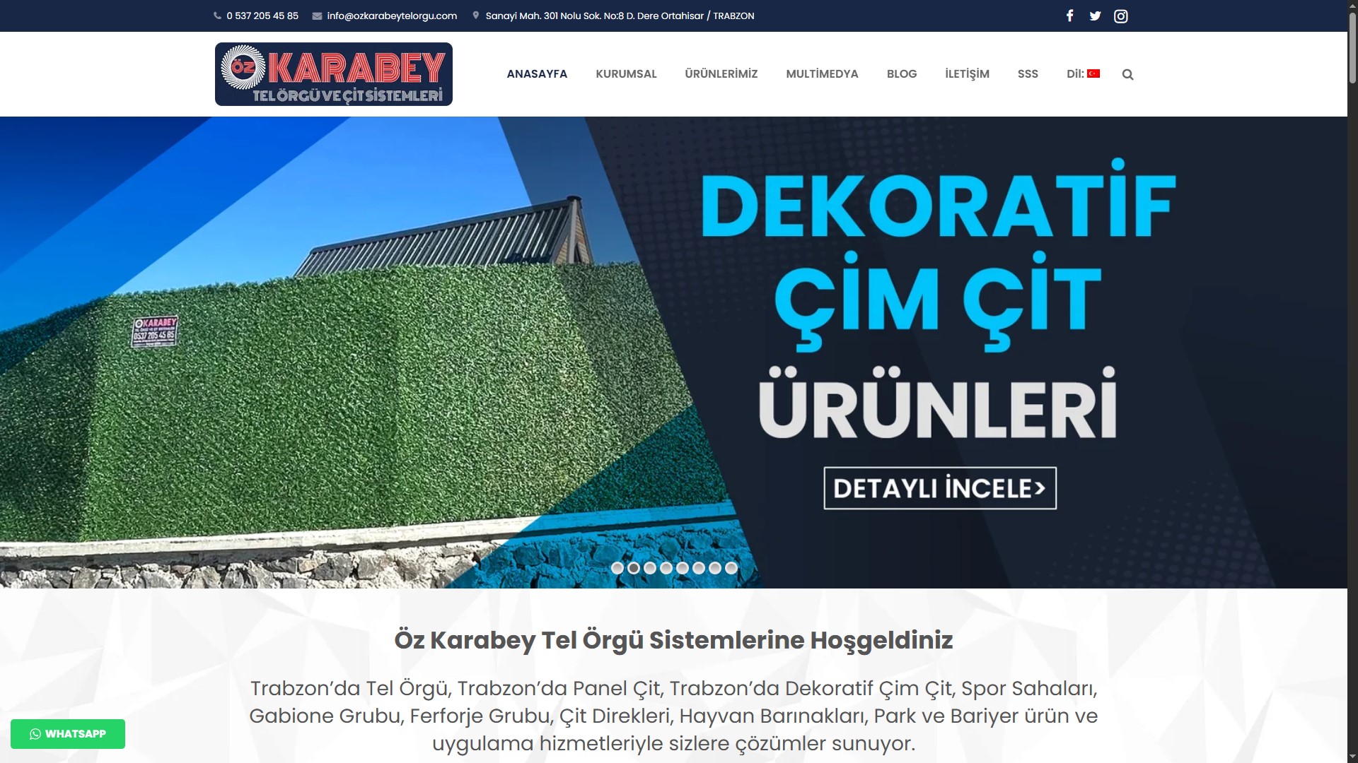 Öz Karabey Tel Örgü — Kurumsal Web Sitesi