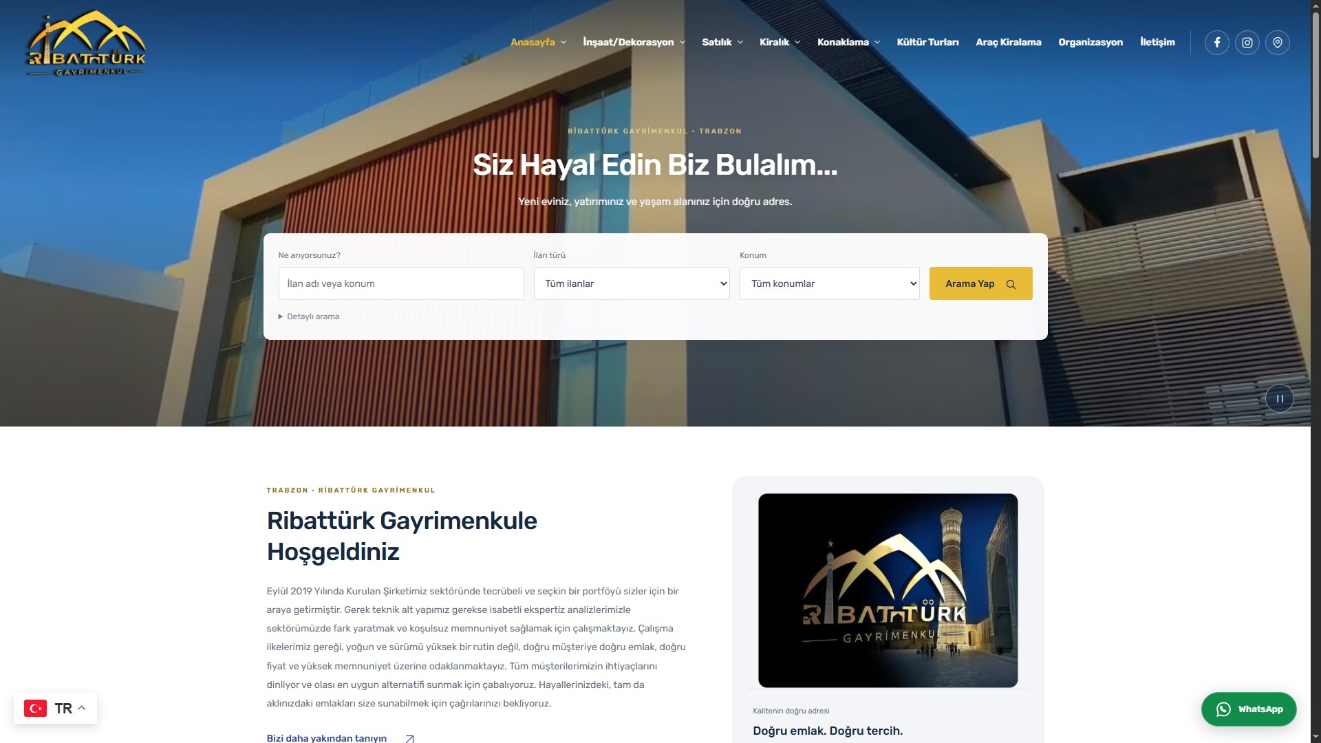 Ribattürk Emlak — Kurumsal Web Sitesi