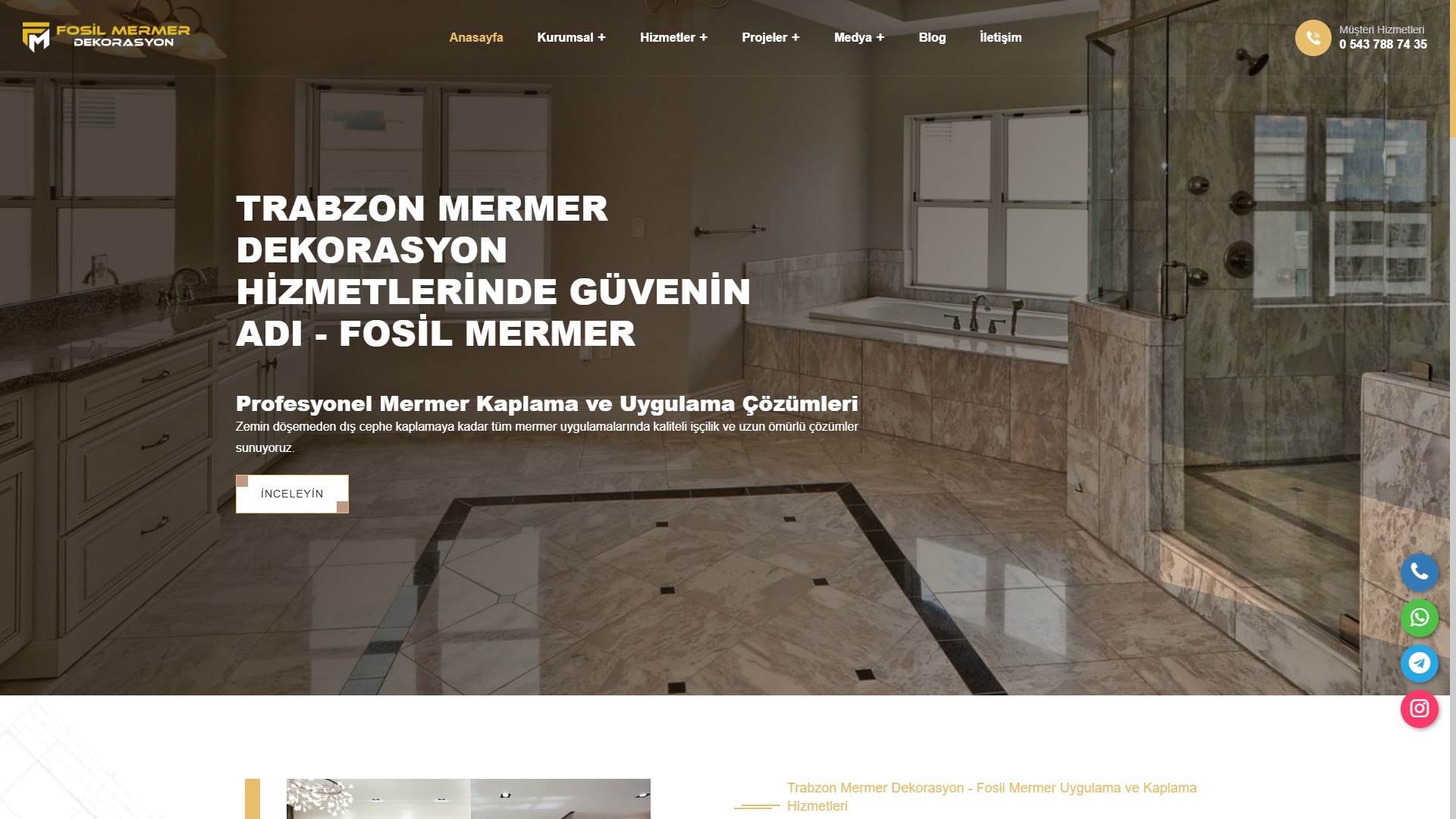 Fosil Mermer — Kurumsal Web Sitesi
