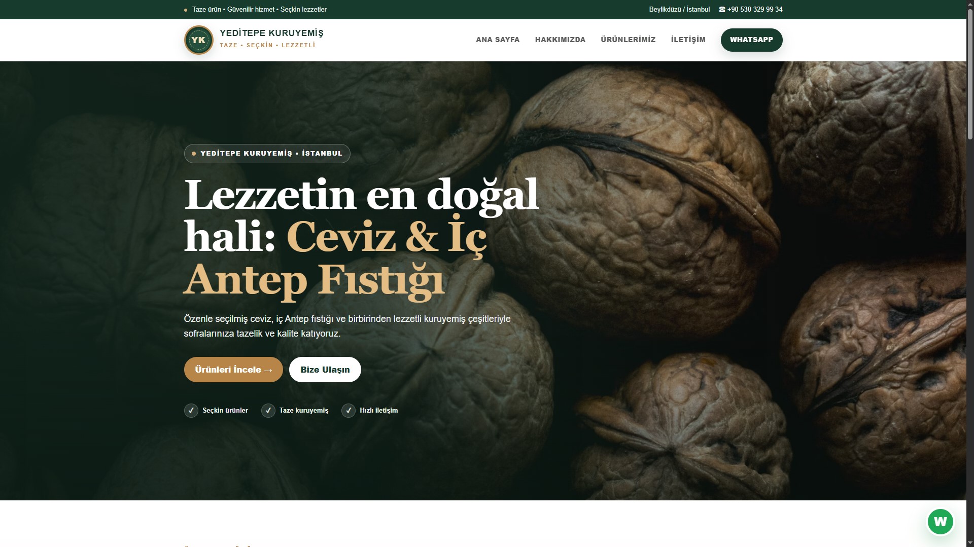 Yeditepe Kuruyemiş — Kurumsal Web Sitesi