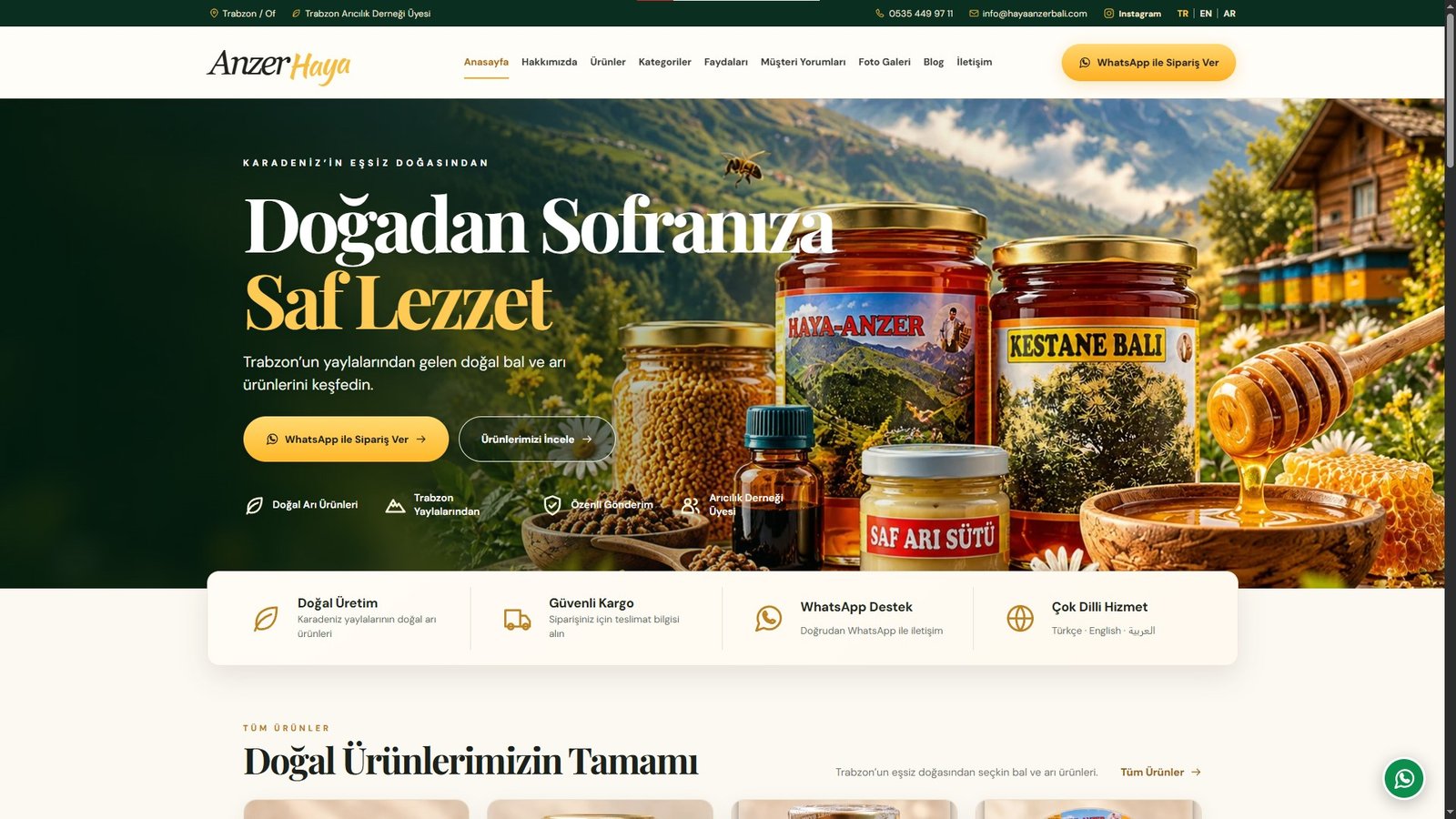 Haya Anzer Balı — Kurumsal Web Sitesi